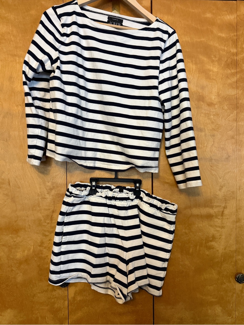 J. Crew Mariner Navy and White Striped lounge Set size medium